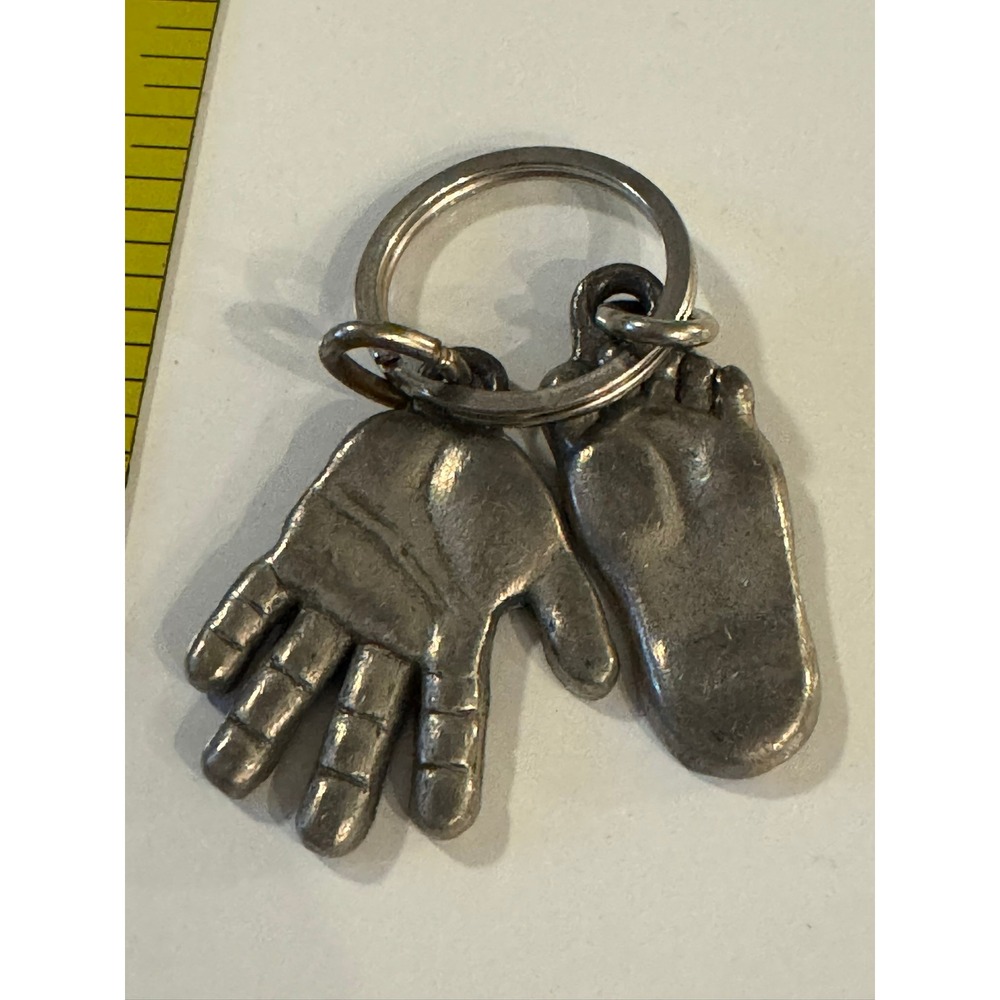 Childrens Miracle Network Pewter Handprint Footprint Keychain Silver Tone Charms